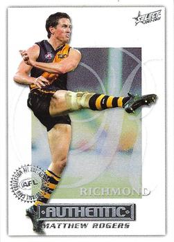 2001 Select AFL Authentic #120 Matthew Rogers Front